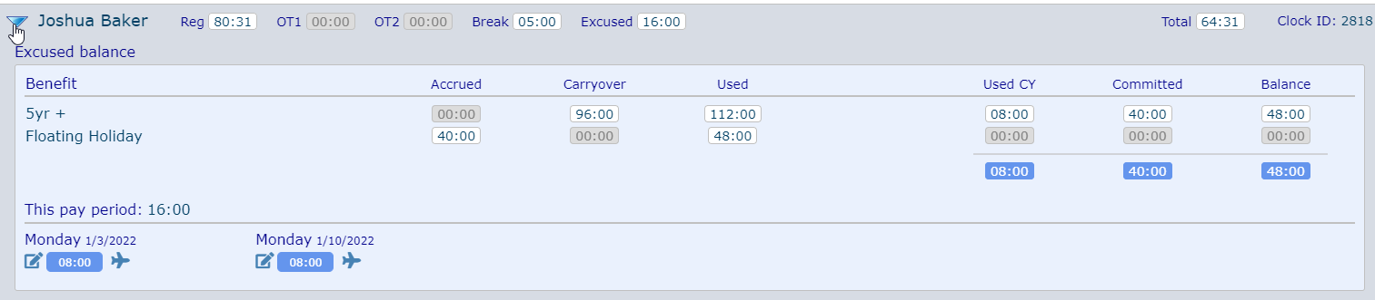 screenshot of Journyx Time and Attendance